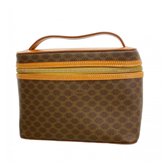 Celine Vanity Bag Macadam PVC Brown Gold Hardware Women