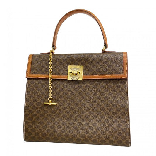 Celine Handbag Macadam PVC Brown Gold Hardware Women