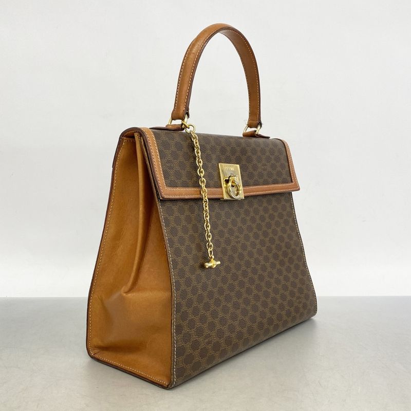Celine Handbag Macadam PVC Brown Gold Hardware Women