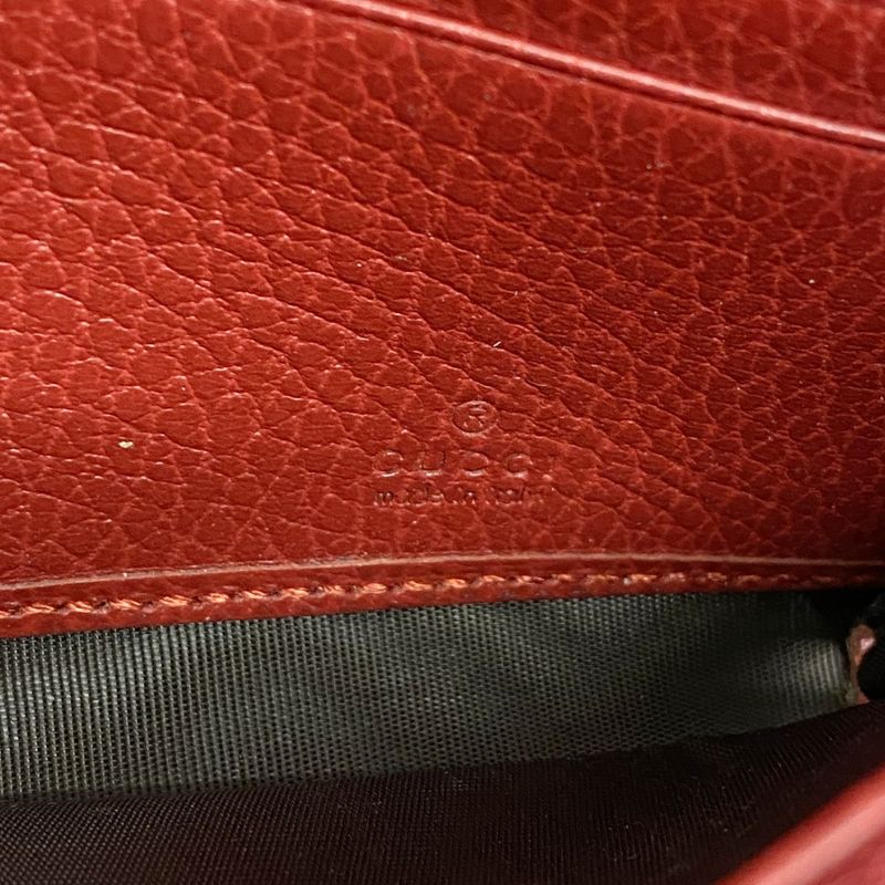 Gucci Long Wallet GG Marmont 456116 Leather Red Gold Hardware Women