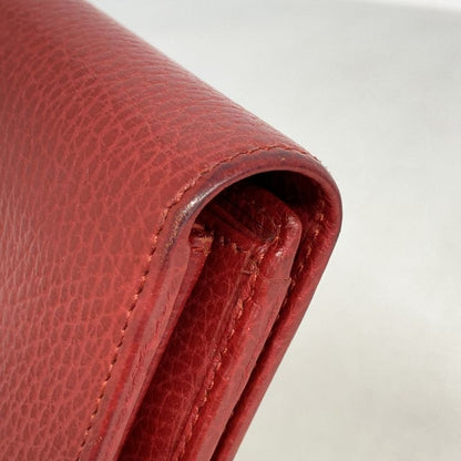 Gucci Long Wallet GG Marmont 456116 Leather Red Gold Hardware Women