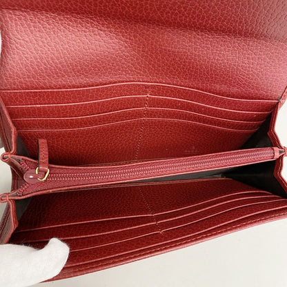 Gucci Long Wallet GG Marmont 456116 Leather Red Gold Hardware Women