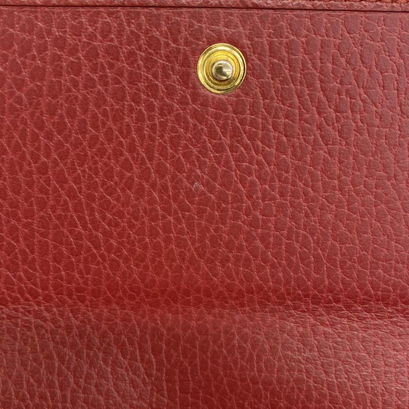 Gucci Long Wallet GG Marmont 456116 Leather Red Gold Hardware Women