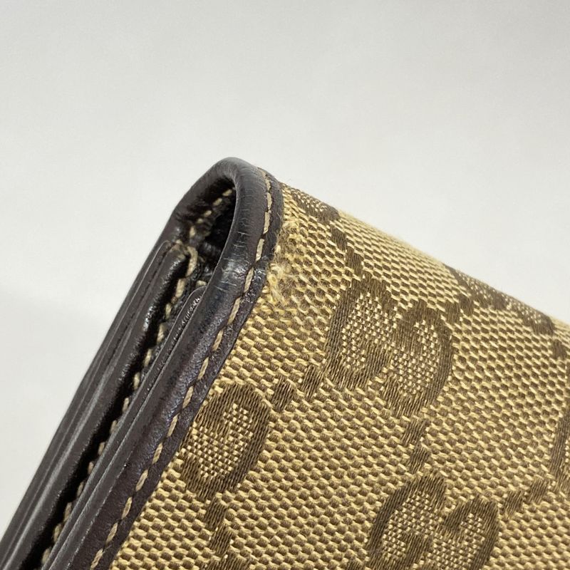 Gucci Long Wallet GG Canvas 245728 Canvas Brown Gold Hardware Women