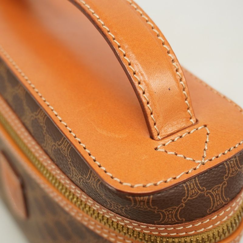 Celine Vanity Bag Macadam PVC Brown Gold Hardware Women