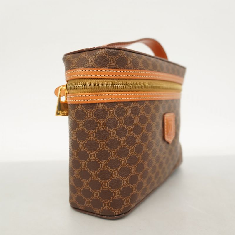 Celine Vanity Bag Macadam PVC Brown Gold Hardware Women