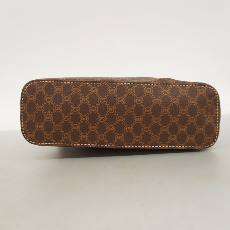 Celine Vanity Bag Macadam PVC Brown Gold Hardware Women