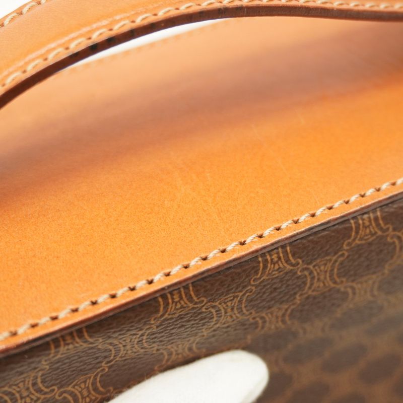 Celine Vanity Bag Macadam PVC Brown Gold Hardware Women