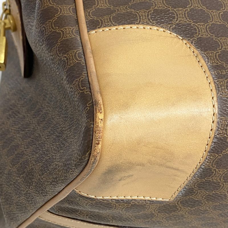 Celine Boston Bag Macadam PVC Brown Gold Hardware Men Women Unisex