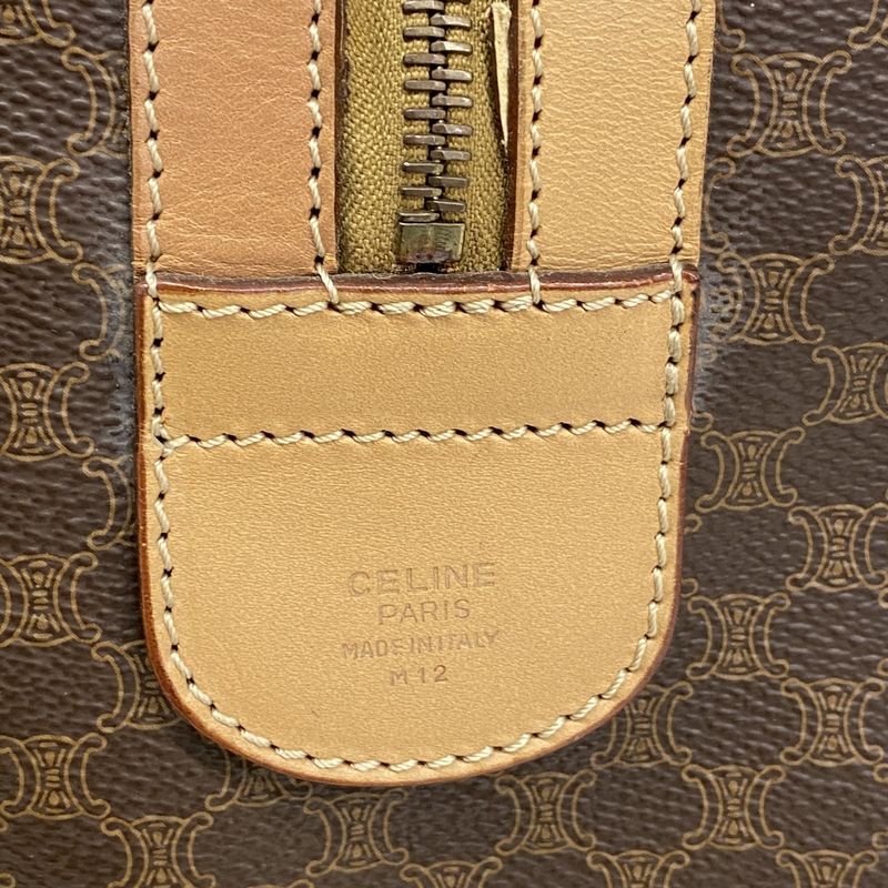 Celine Boston Bag Macadam PVC Brown Gold Hardware Men Women Unisex