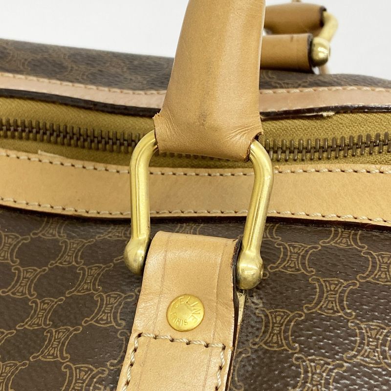 Celine Boston Bag Macadam PVC Brown Gold Hardware Men Women Unisex