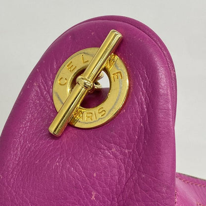 Celine Shoulder Bag Leather Pink Gold Hardware Women