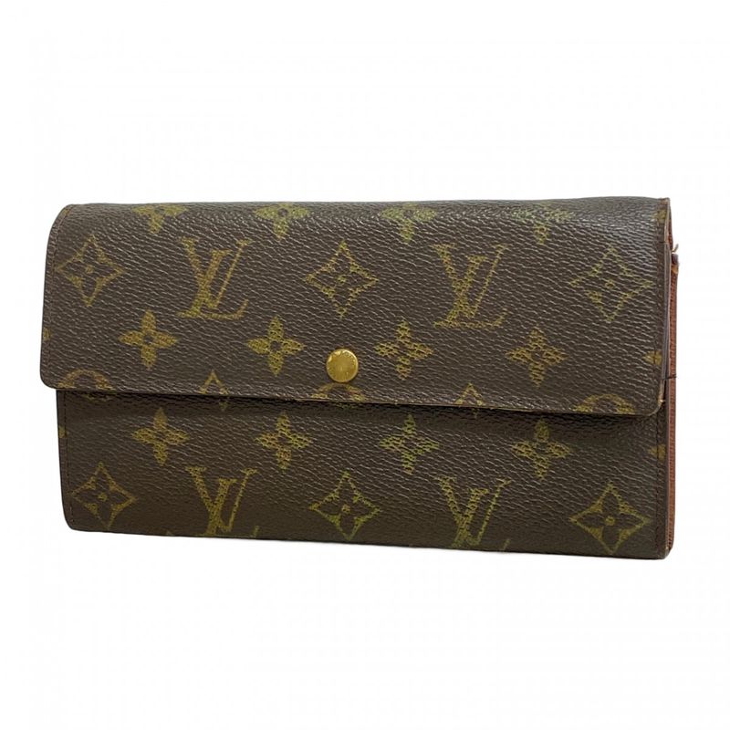Louis Vuitton Long Wallet Monogram Pochette Porte Monet Cles Di M61726 Brown