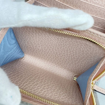 Gucci Wallet GG Marmont 598587 Leather Gray Pink Gold Hardware Women