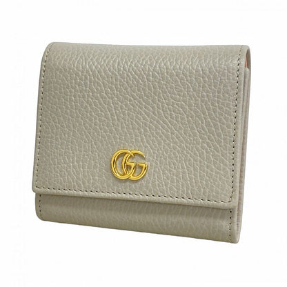 Gucci Wallet GG Marmont 598587 Leather Gray Pink Gold Hardware Women