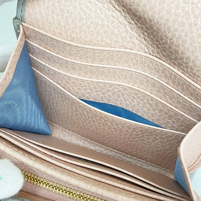 Gucci Wallet GG Marmont 598587 Leather Gray Pink Gold Hardware Women