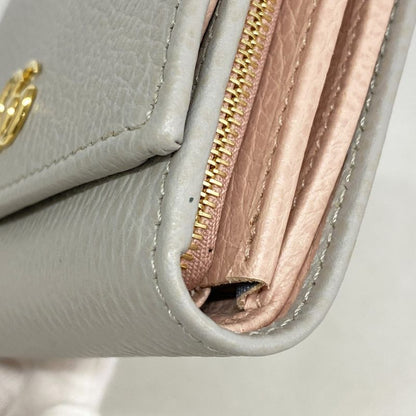 Gucci Wallet GG Marmont 598587 Leather Gray Pink Gold Hardware Women