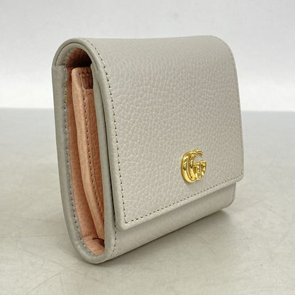 Gucci Wallet GG Marmont 598587 Leather Gray Pink Gold Hardware Women
