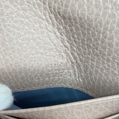 Gucci Wallet GG Marmont 598587 Leather Gray Pink Gold Hardware Women