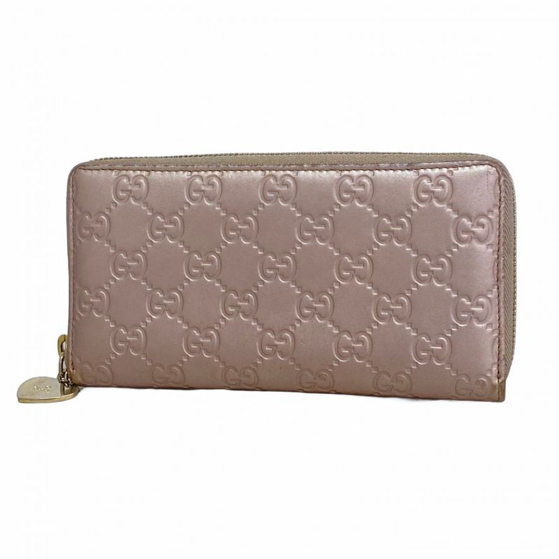 Guccissima 308260 Leather Pink Silver Hardware Women Long Wallet