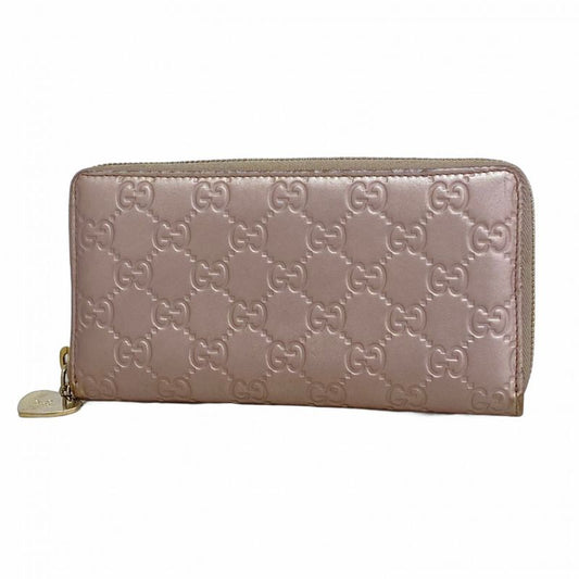 Guccissima 308260 Leather Pink Silver Hardware Women Long Wallet