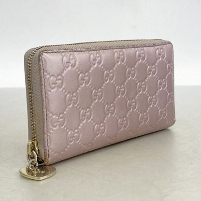 Guccissima 308260 Leather Pink Silver Hardware Women Long Wallet