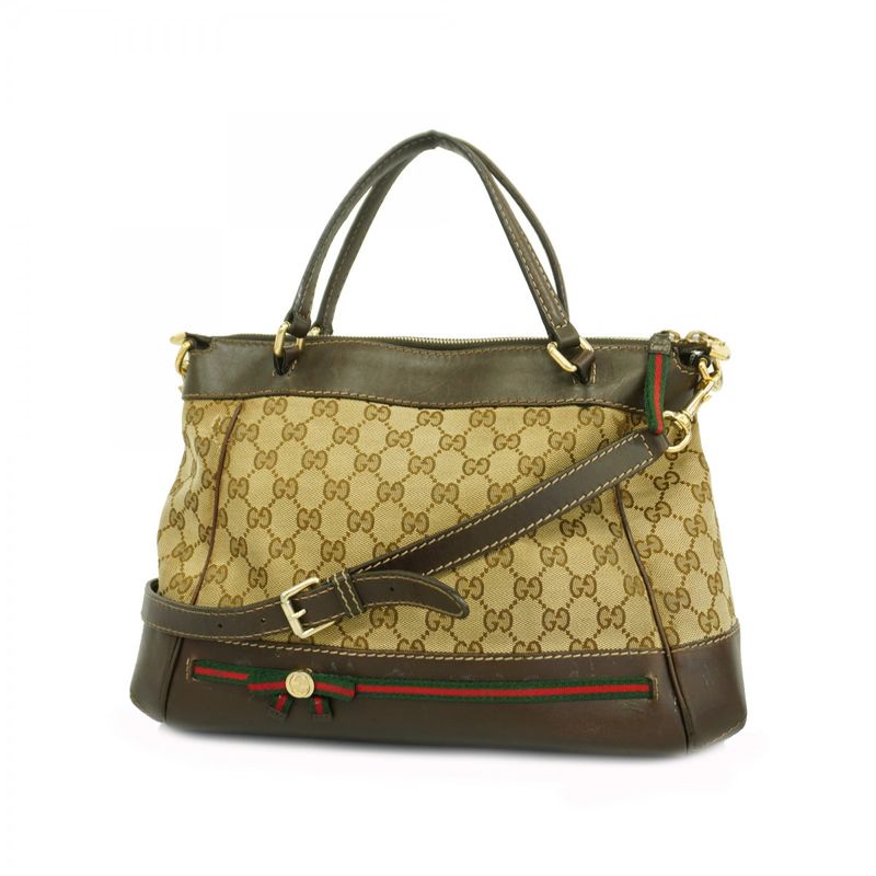 Gucci Handbag GG Canvas Sherry Line Mayfair 269894 Canvas Brown Gold Hardware
