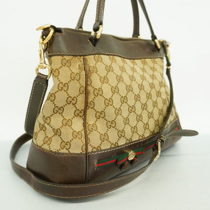 Gucci Handbag GG Canvas Sherry Line Mayfair 269894 Canvas Brown Gold Hardware