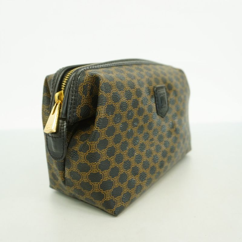 Celine Pouch Macadam PVC Black Gold Hardware Women