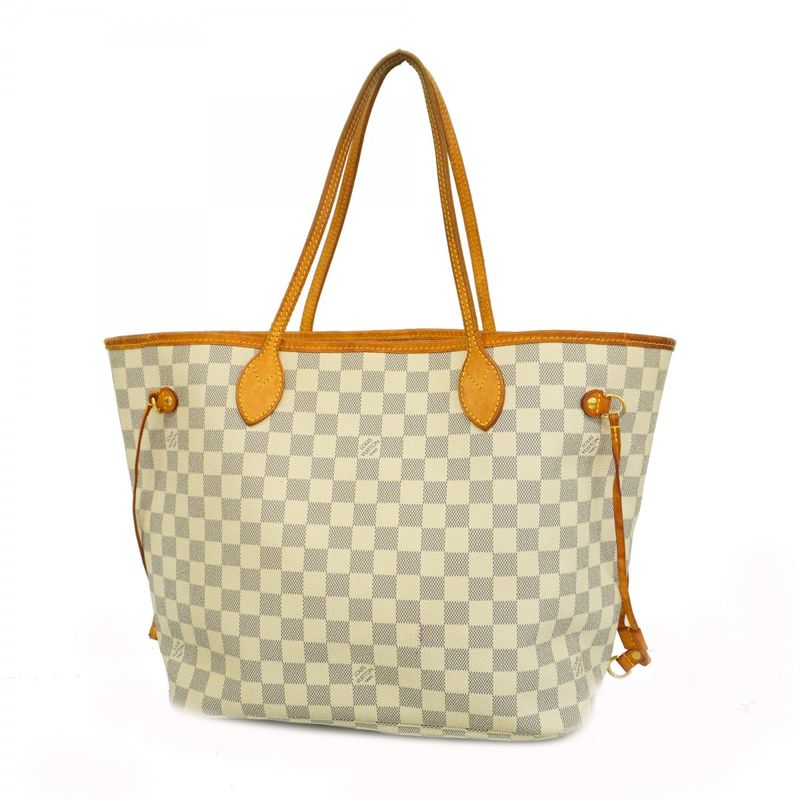 Louis Vuitton Tote Bag Damier Azure Neverfull MM N51107 White Ladies