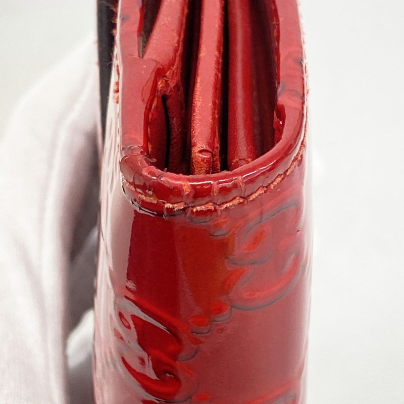 Gucci Long Wallet 203550 Enamel Red Chien Pan Gold Hardware Women