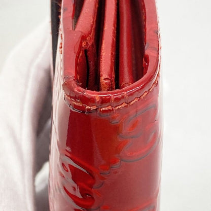 Gucci Long Wallet 203550 Enamel Red Chien Pan Gold Hardware Women