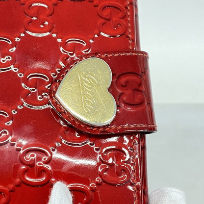 Gucci Long Wallet 203550 Enamel Red Chien Pan Gold Hardware Women