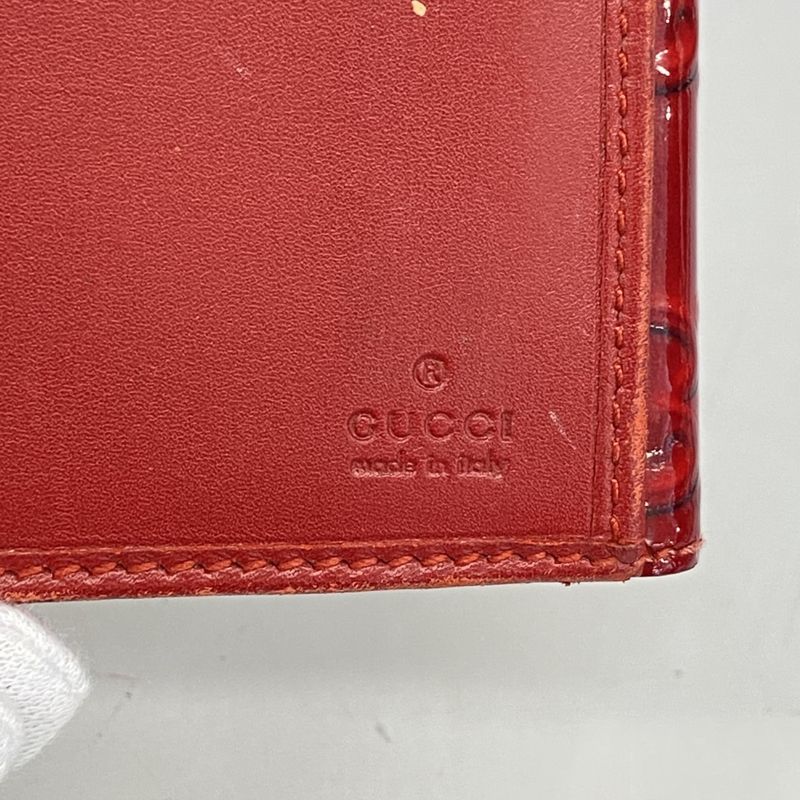Gucci Long Wallet 203550 Enamel Red Chien Pan Gold Hardware Women