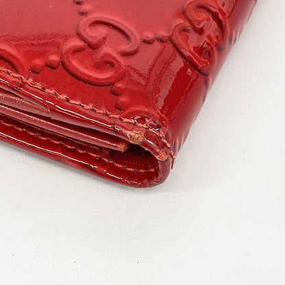 Gucci Long Wallet 203550 Enamel Red Chien Pan Gold Hardware Women