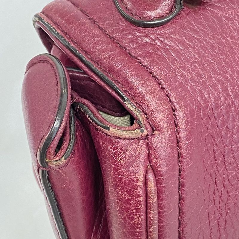 Gucci Handbag New Bamboo 254884 Leather Bordeaux Chien Pan Gold Hardware 2way