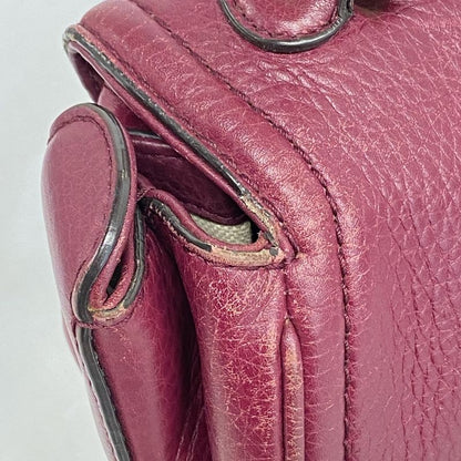 Gucci Handbag New Bamboo 254884 Leather Bordeaux Chien Pan Gold Hardware 2way