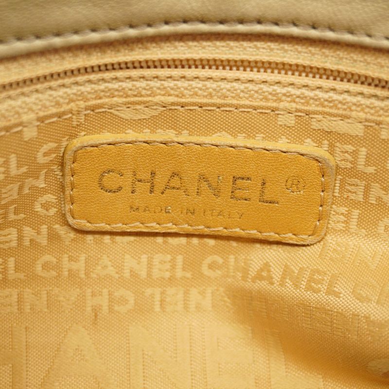 Chanel Shoulder Bag Wild Stitch Lambskin Beige Silver Hardware Women