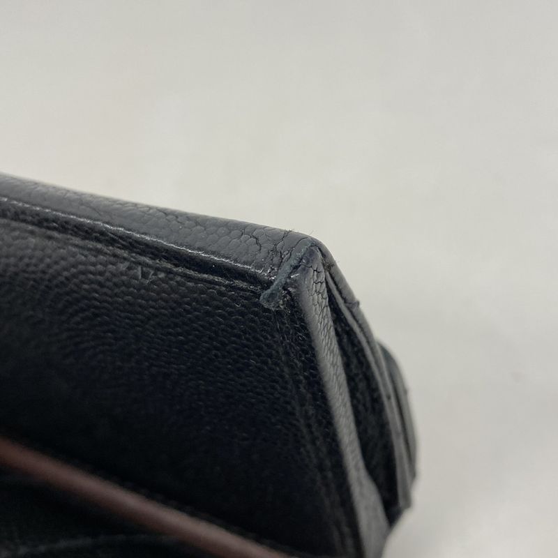 Chanel Trifold Wallet Matelasse Caviar Skin Black Chien Pan Gold Hardware Women