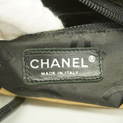 Chanel Tote Bag Cambon Lambskin Beige Black Silver Hardware Women's