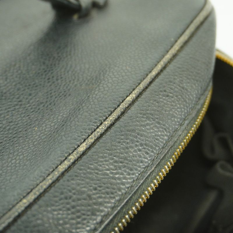 Chanel Vanity Bag Caviar Skin Black Gold Hardware Women