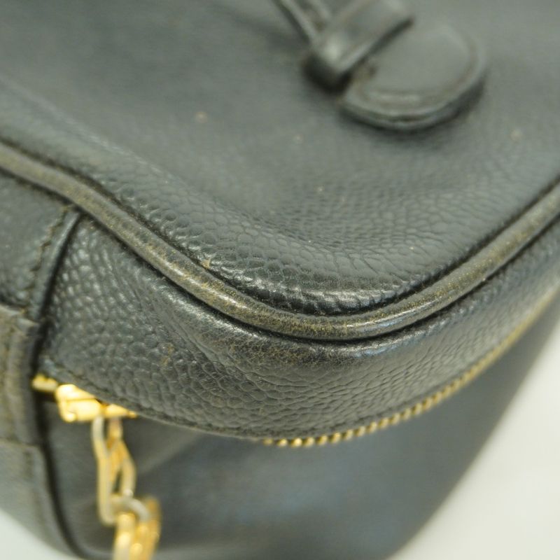 Chanel Vanity Bag Caviar Skin Black Gold Hardware Women