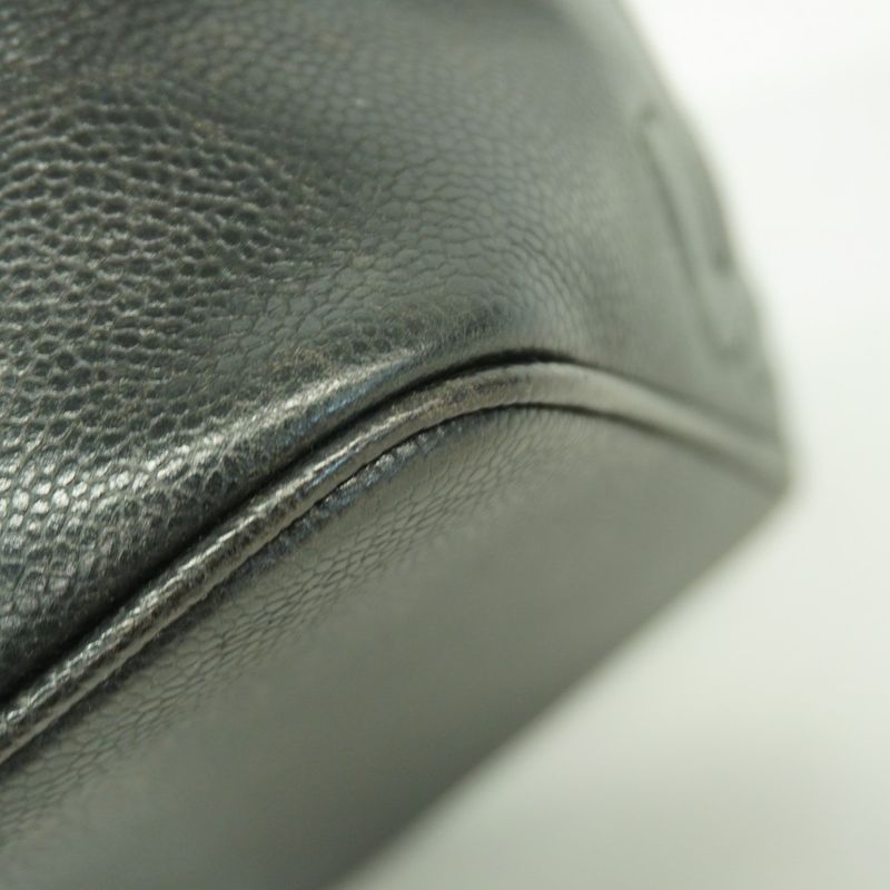 Chanel Vanity Bag Caviar Skin Black Gold Hardware Women