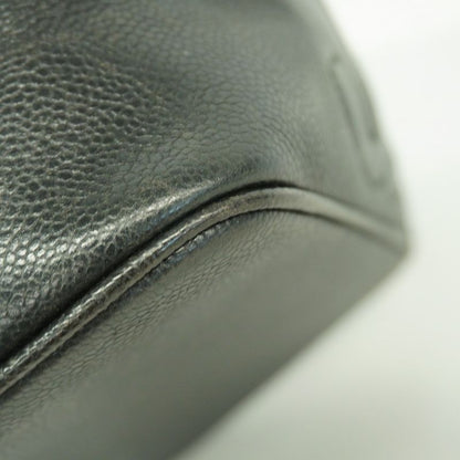 Chanel Vanity Bag Caviar Skin Black Gold Hardware Women