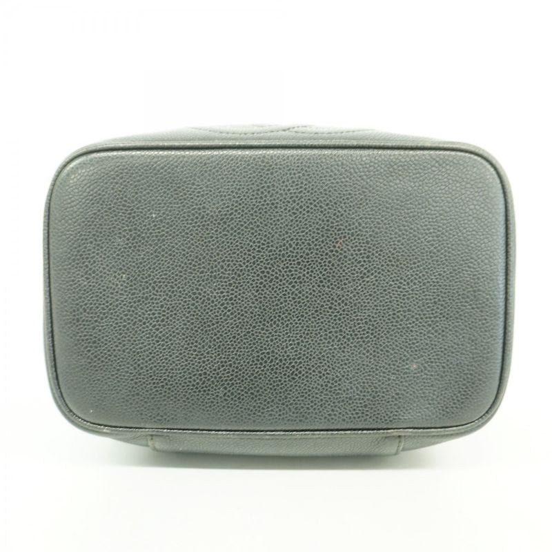 Chanel Vanity Bag Caviar Skin Black Gold Hardware Women