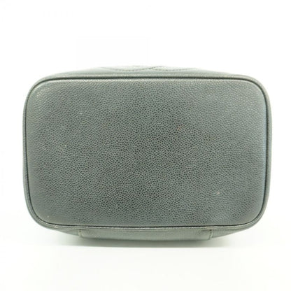 Chanel Vanity Bag Caviar Skin Black Gold Hardware Women