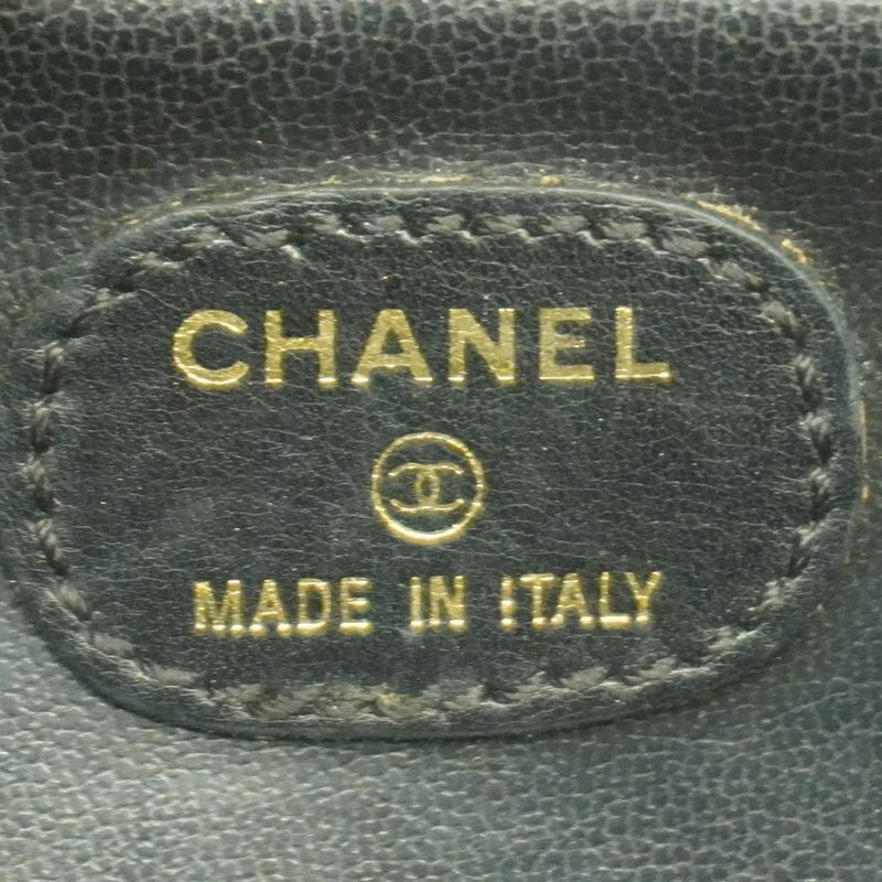 Chanel Vanity Bag Caviar Skin Black Gold Hardware Women