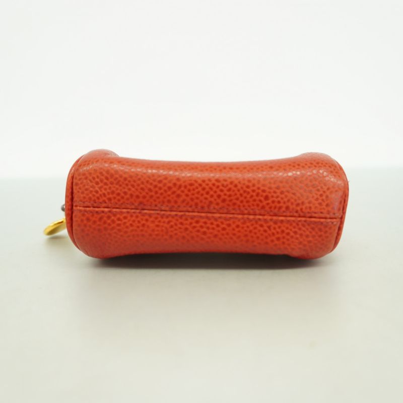 Chanel Coin Case Caviar Skin Red Gold Hardware Women