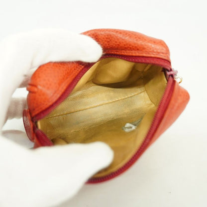 Chanel Coin Case Caviar Skin Red Gold Hardware Women