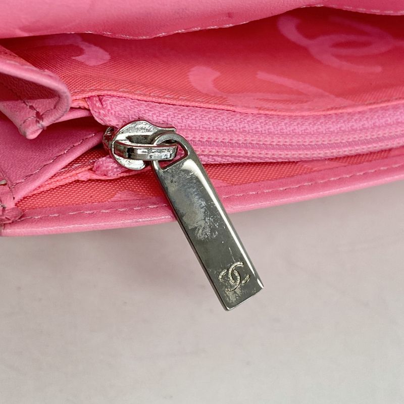 Chanel Long Wallet Cambon Lambskin Black Silver Hardware Women